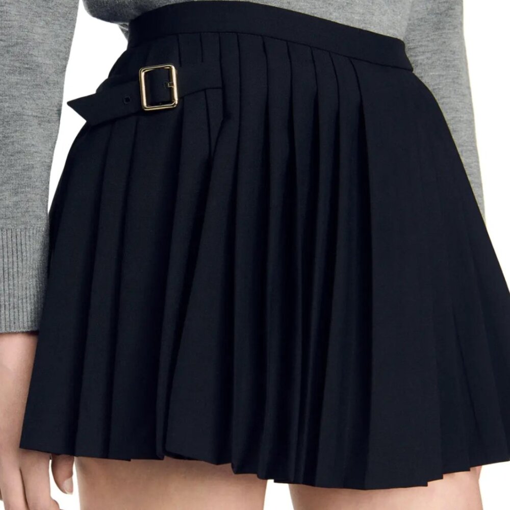 Sandro Black Pleated Skort - US 6 - Picture 2 of 5